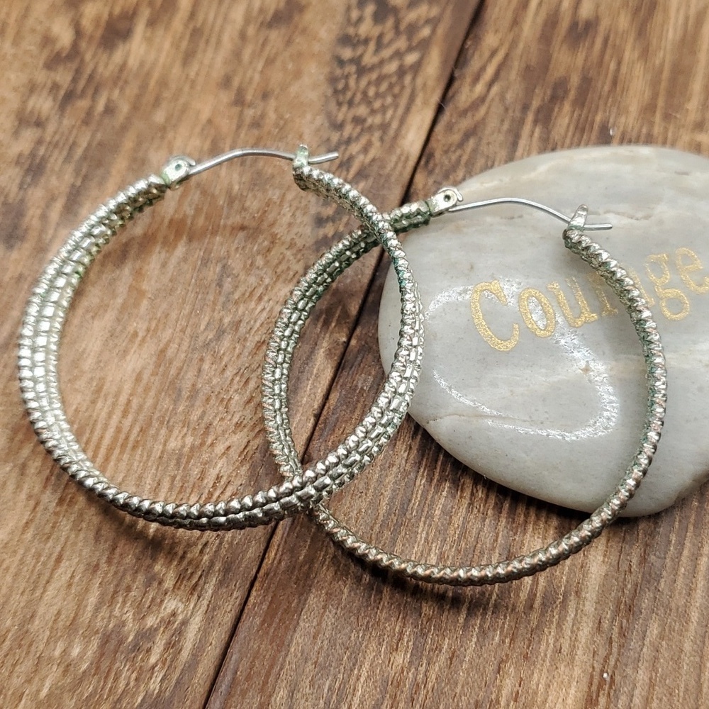 Vintage patina E663 hoop earrings estate